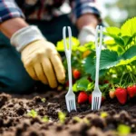 ein erfahrener gärtner erklärt, wie plastikgabeln neben erdbeerpflanzen das wachstum fördern und die ernte verbessern können. entdecken sie diesen überraschenden gartentipp!